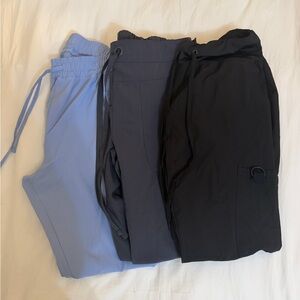 Stylish Scrub Jogger Pants Set in Blue, Gray, and Black